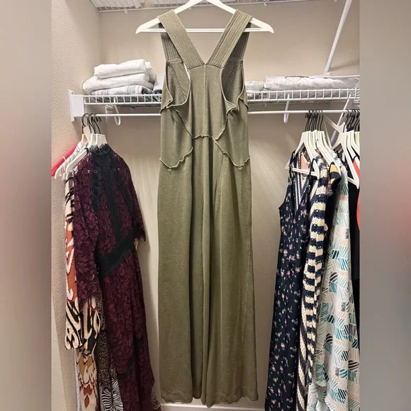 Anthropologie “Palmra Jumpauit” Green V-Neck Wide-Leg - Picture 4 of 4